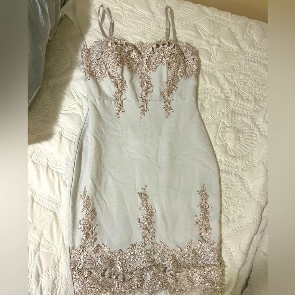 White and pale pink dress